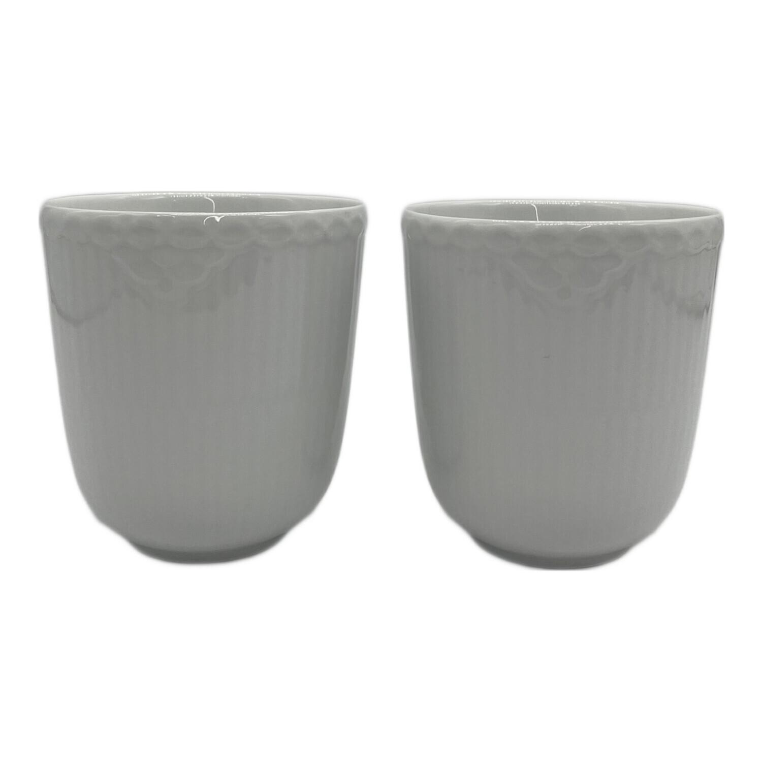 ロイヤルコペンハーゲン　ホワイトフルーテッド　ハーフレース　蓋付スープカップ2個 ロイヤルコペンハーゲン/ホワイトフルーテッド/ハーフレース 両