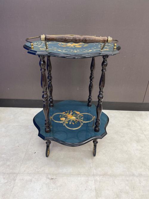 象嵌　アンティーク調キッチンカート ブルー