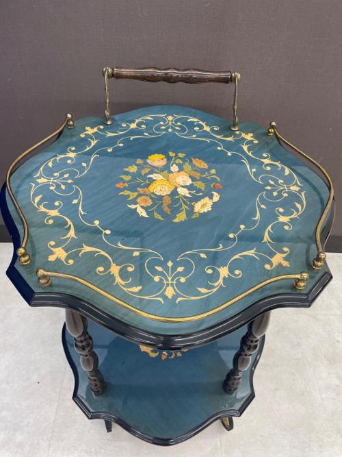 象嵌　アンティーク調キッチンカート ブルー