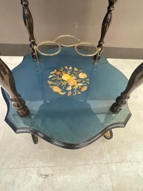 象嵌　アンティーク調キッチンカート ブルー