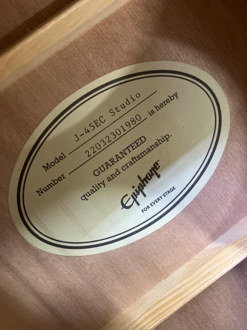 EPIPHONE (エピフォン) エレアコギター J-45EC Studio @