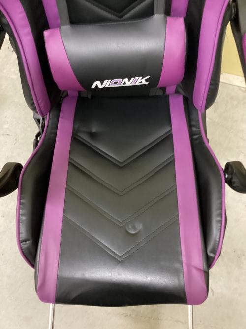 NIONIK ゲーミングチェア ブラック×パープル
