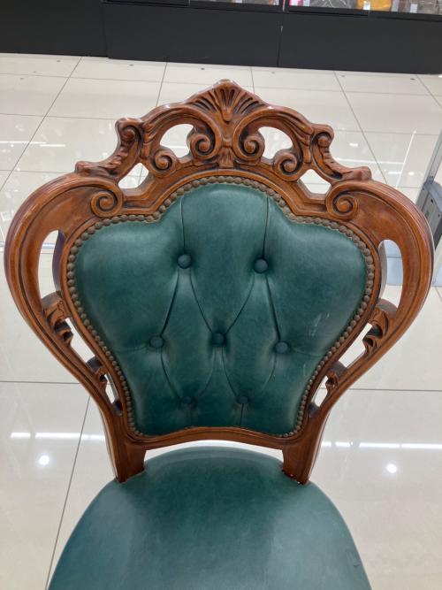 ダイニングチェアー 猫脚 アンティーク調 グリーン×ブラウン