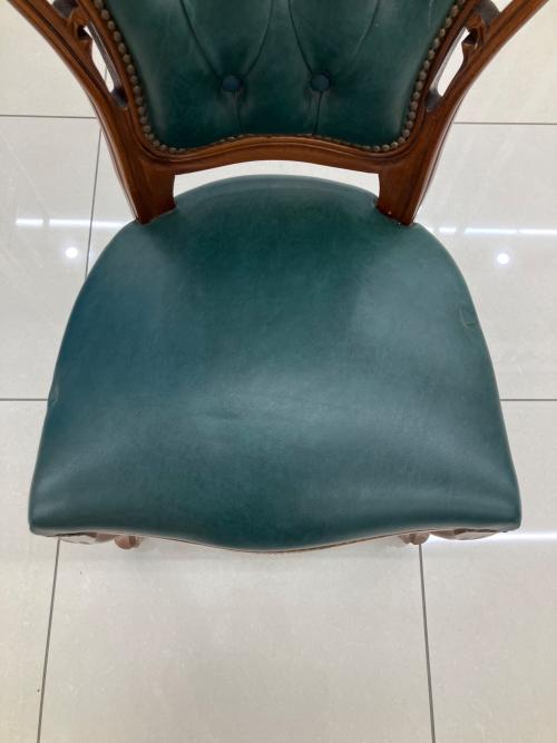 ダイニングチェアー 猫脚 アンティーク調 グリーン×ブラウン