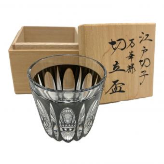 堀口硝子 (ホリグチガラス) 江戸切子 秀石 黒被万華様切立盃