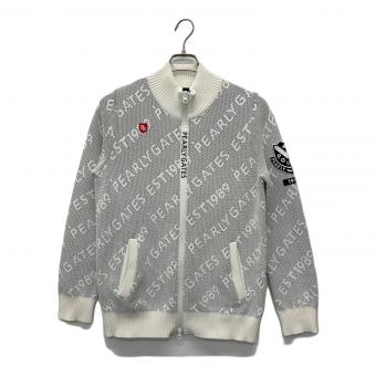 PEARLY GATES (パーリーゲイツ) ゴルフウェア(フルジップニットジャケット) 053-0172203 メンズ size4 ホワイト×ブラック