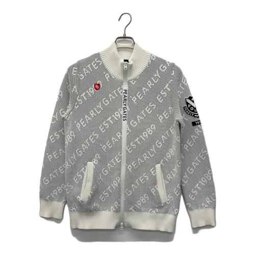 PEARLY GATES (パーリーゲイツ) ゴルフウェア(フルジップニットジャケット) 053-0172203 メンズ size4 ホワイト×ブラック