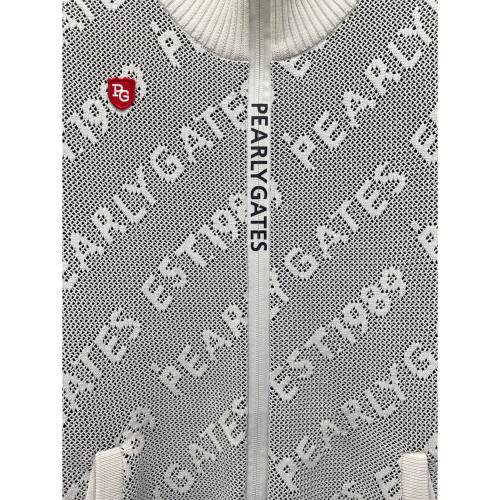 PEARLY GATES (パーリーゲイツ) ゴルフウェア(フルジップニットジャケット) 053-0172203 メンズ size4 ホワイト×ブラック
