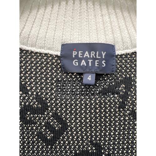 PEARLY GATES (パーリーゲイツ) ゴルフウェア(フルジップニットジャケット) 053-0172203 メンズ size4 ホワイト×ブラック