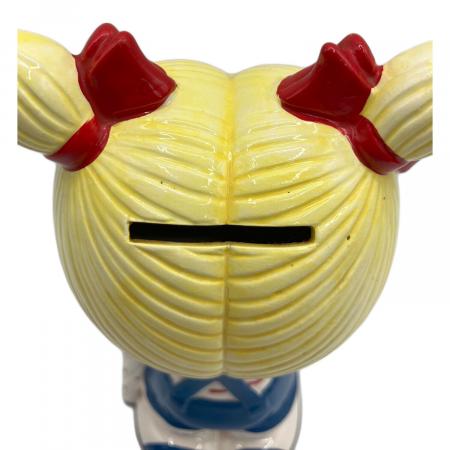 内藤ルネ 女の子 赤リボン 貯金箱 陶器製 フィギュリン 昭和レトロ