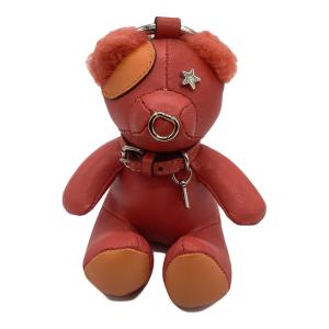 COACH (コーチ) ベアチャーム レッド×オレンジ ベア/キーフォブ スター レザー