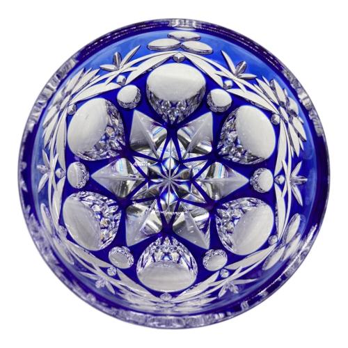 江戸切子 (エドキリコ) ぐい呑み 江戸切子/三つ玉/篠崎清一/青
