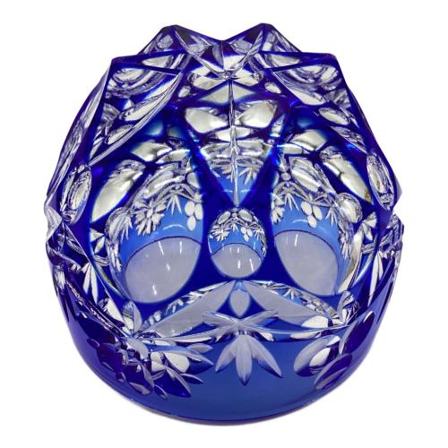 江戸切子 (エドキリコ) ぐい呑み 江戸切子/三つ玉/篠崎清一/青