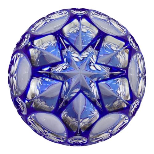 江戸切子 (エドキリコ) ぐい呑み 江戸切子/三つ玉/篠崎清一/青