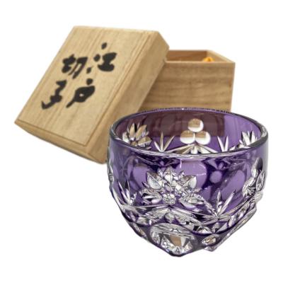 江戸切子 (エドキリコ) ぐい呑み 江戸切子/三つ玉/篠崎清一/黒