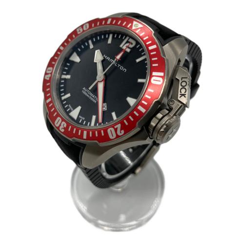 HAMILTON (ハミルトン) ダイバーズウォッチ ブラック 精度未確認@ H778050 カーキネイビー 自動巻き 動作確認済み 17～24㎝ ラバーベルト AJC030327