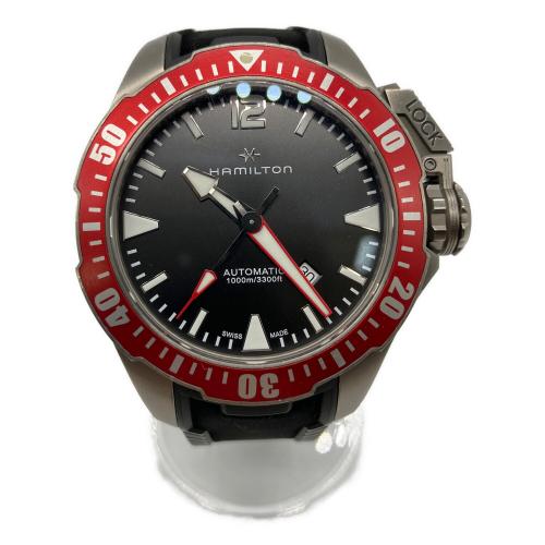 HAMILTON (ハミルトン) ダイバーズウォッチ ブラック 精度未確認@ H778050 カーキネイビー 自動巻き 動作確認済み 17～24㎝ ラバーベルト AJC030327