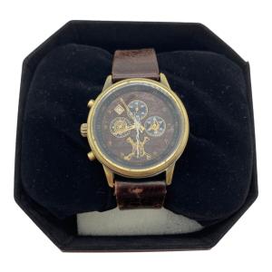 DISNEY (ディズニー) クロノグラフ ブラウン 2000点限定 パイレーツ・オブ・カリビアン クォーツ 動作確認済み レザーベルト 0023/2000