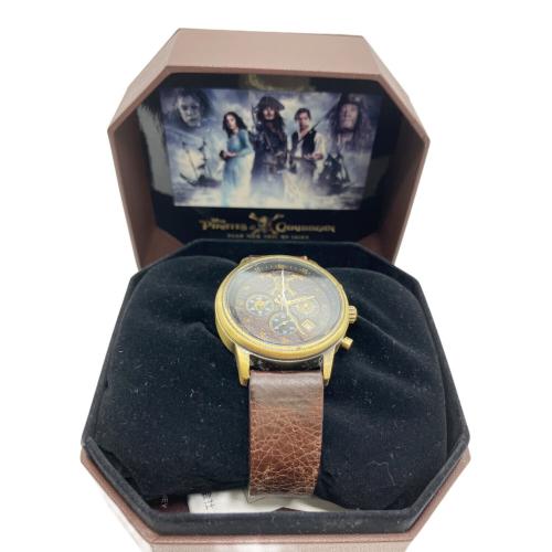 DISNEY (ディズニー) クロノグラフ ブラウン 2000点限定 パイレーツ・オブ・カリビアン クォーツ 動作確認済み レザーベルト 0023/2000