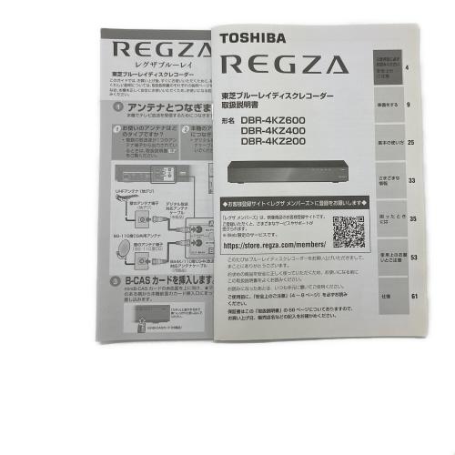 TOSHIBA (トウシバ) Blu-rayレコーダー DBR-4KZ600 2025年製