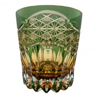 KAGAMI CRYSTAL (カガミクリスタル) 江戸切子 伝統工芸士 鍋谷聰 重ね色目ロックグラス 暁光