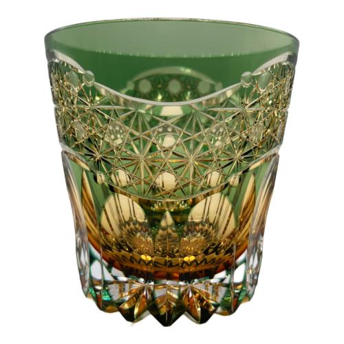 KAGAMI CRYSTAL (カガミクリスタル) 江戸切子 伝統工芸士 鍋谷聰 重ね色目ロックグラス 暁光