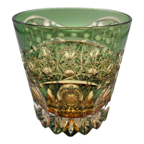 KAGAMI CRYSTAL (カガミクリスタル) 江戸切子 伝統工芸士 鍋谷聰 重ね色目ロックグラス 暁光