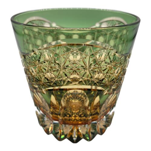 KAGAMI CRYSTAL (カガミクリスタル) 江戸切子 伝統工芸士 鍋谷聰 重ね色目ロックグラス 暁光