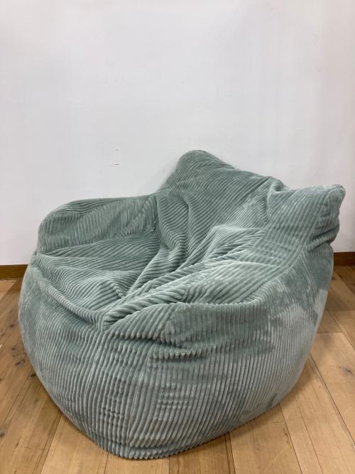 LOOSY コーデュロイビーズクッション オットマン付 幅95cm×奥行き90cm×高さ60cm グリーン