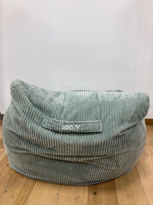 LOOSY コーデュロイビーズクッション オットマン付 幅95cm×奥行き90cm×高さ60cm グリーン