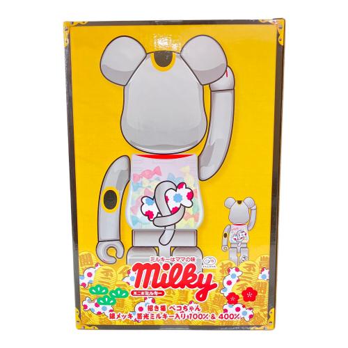 be@rbrick 白メッキ 蓄光ミルキー入り 100% & 400% 招き猫 ペコちゃん