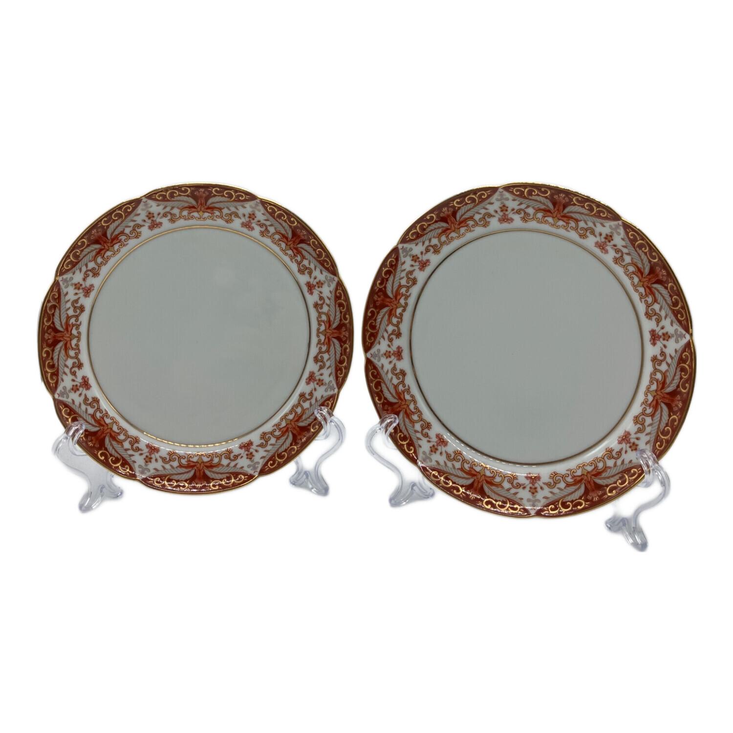 其泉 (キセン) プレート 鹿鳴館 赤濃金彩唐草 2Pセット