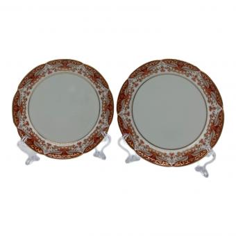 其泉 (キセン) プレート 鹿鳴館 赤濃金彩唐草 2Pセット