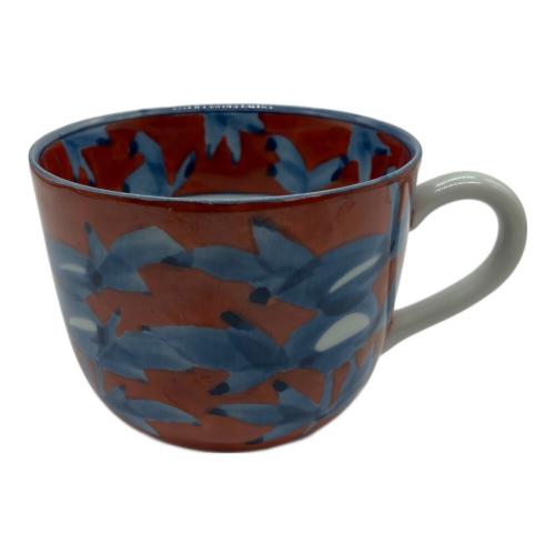 源右衛門窯 (ゲンエモンガマ) コーヒーカップ&ソーサー 赤濃牡丹絵 朝杯