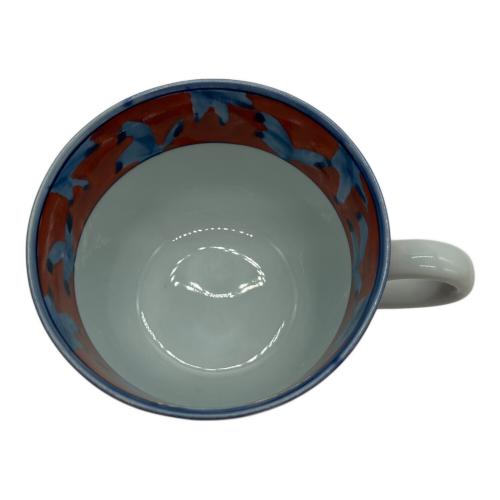 源右衛門窯 (ゲンエモンガマ) コーヒーカップ&ソーサー 赤濃牡丹絵 朝杯