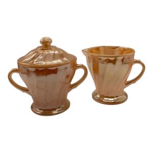 Fire King (ファイヤーキング) シュガーポット&クリーマー ピーチラスター ANCHORHOCKING