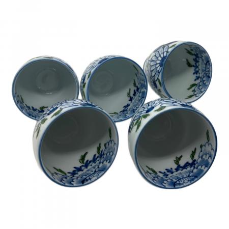 源右衛門窯 (ゲンエモンガマ) 湯呑み揃え 有田焼 染錦菊牡丹絵 5P