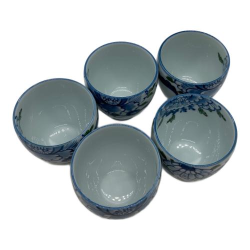 源右衛門窯 (ゲンエモンガマ) 湯呑み揃え 有田焼 染錦菊牡丹絵 5Pセット