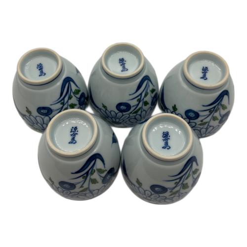 源右衛門窯 (ゲンエモンガマ) 湯呑み揃え 有田焼 染錦菊牡丹絵 5Pセット