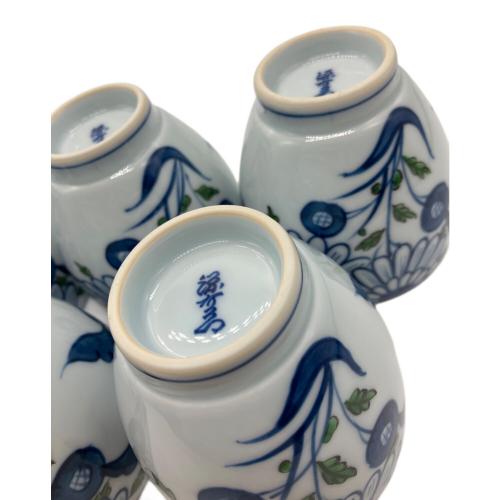 源右衛門窯 (ゲンエモンガマ) 湯呑み揃え 有田焼 染錦菊牡丹絵 5Pセット