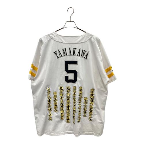 福岡ソフトバンクホークス (フクオカソフトバンクホークス) 応援グッズ SIZE 2XL ホワイト×ブラック Majestic社製 刺繍入 ユニフォーム 山川 #5