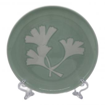 井上萬ニ 皿 青白磁公孫樹文皿