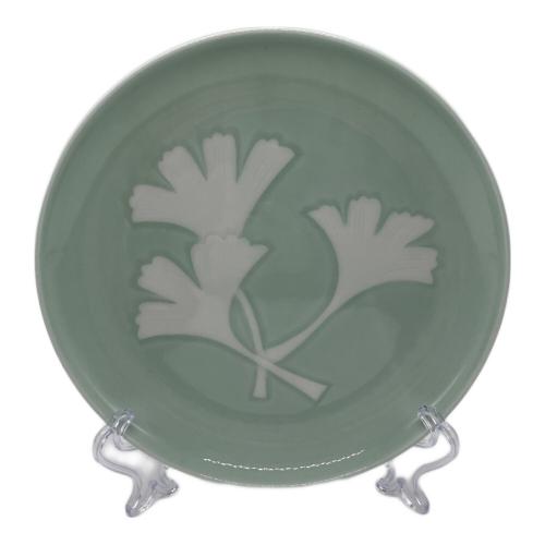 井上萬ニ 皿 青白磁公孫樹文皿