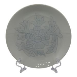井上萬ニ 皿 白磁牡丹彫文
