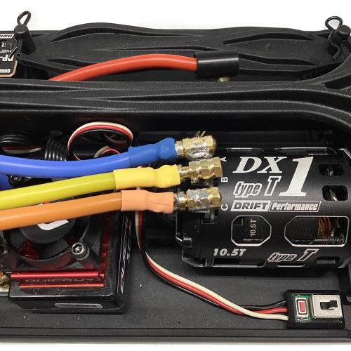 SHIBATA ラジコン モーター（10BL120）&（ DX1 Type-T）、ステアリングジャイロ（DP-302）、受信機（R314SB-E） @ GRK GS2 EVO 動作確認済み ボディ：Mazda RX-7 サバンナ