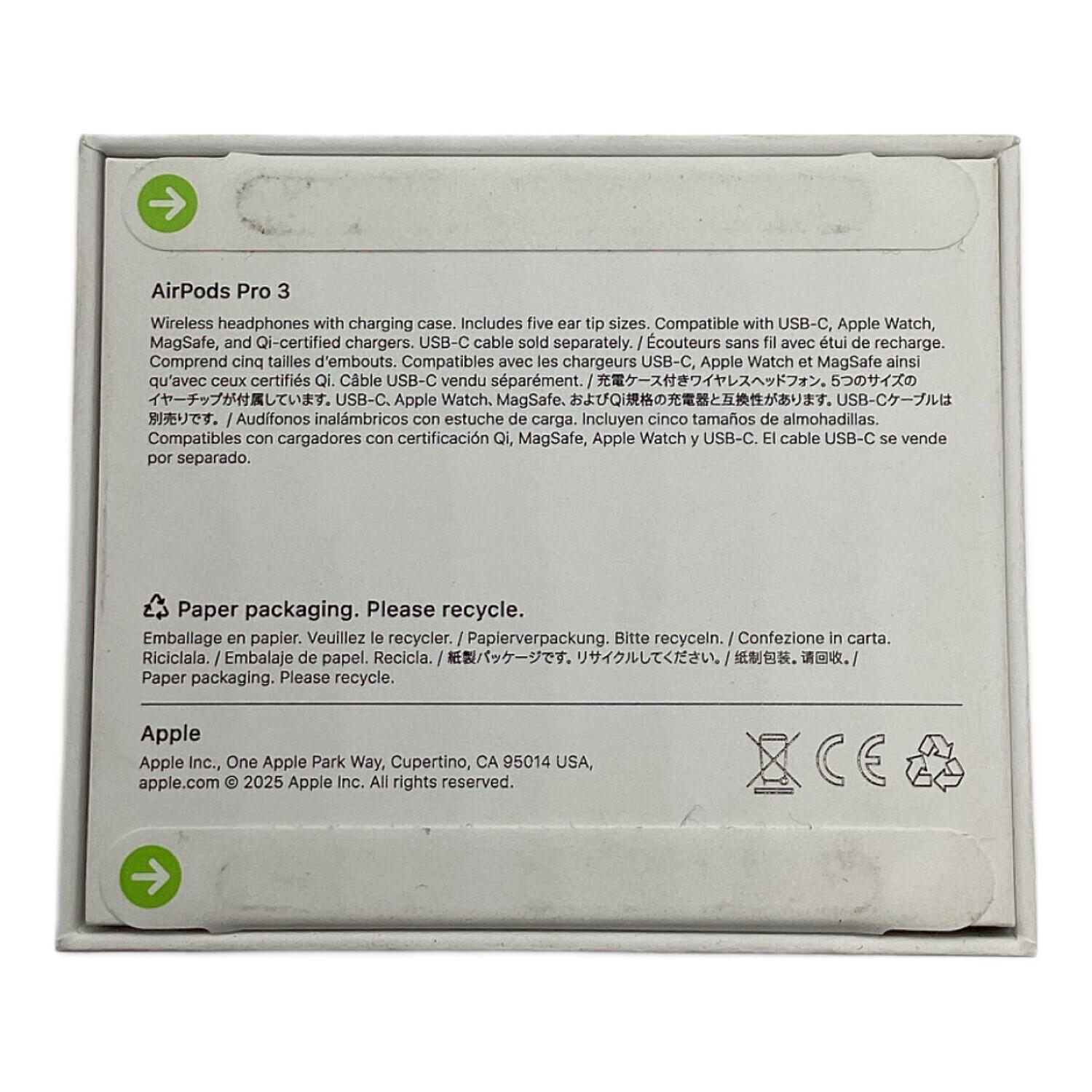 新品未開封AirPods Pro 3 第3世代 MFHP4J/A AirPods Pro 3 MFHP4J/A [ワイヤレス(左右分離) /ノイズキャンセ