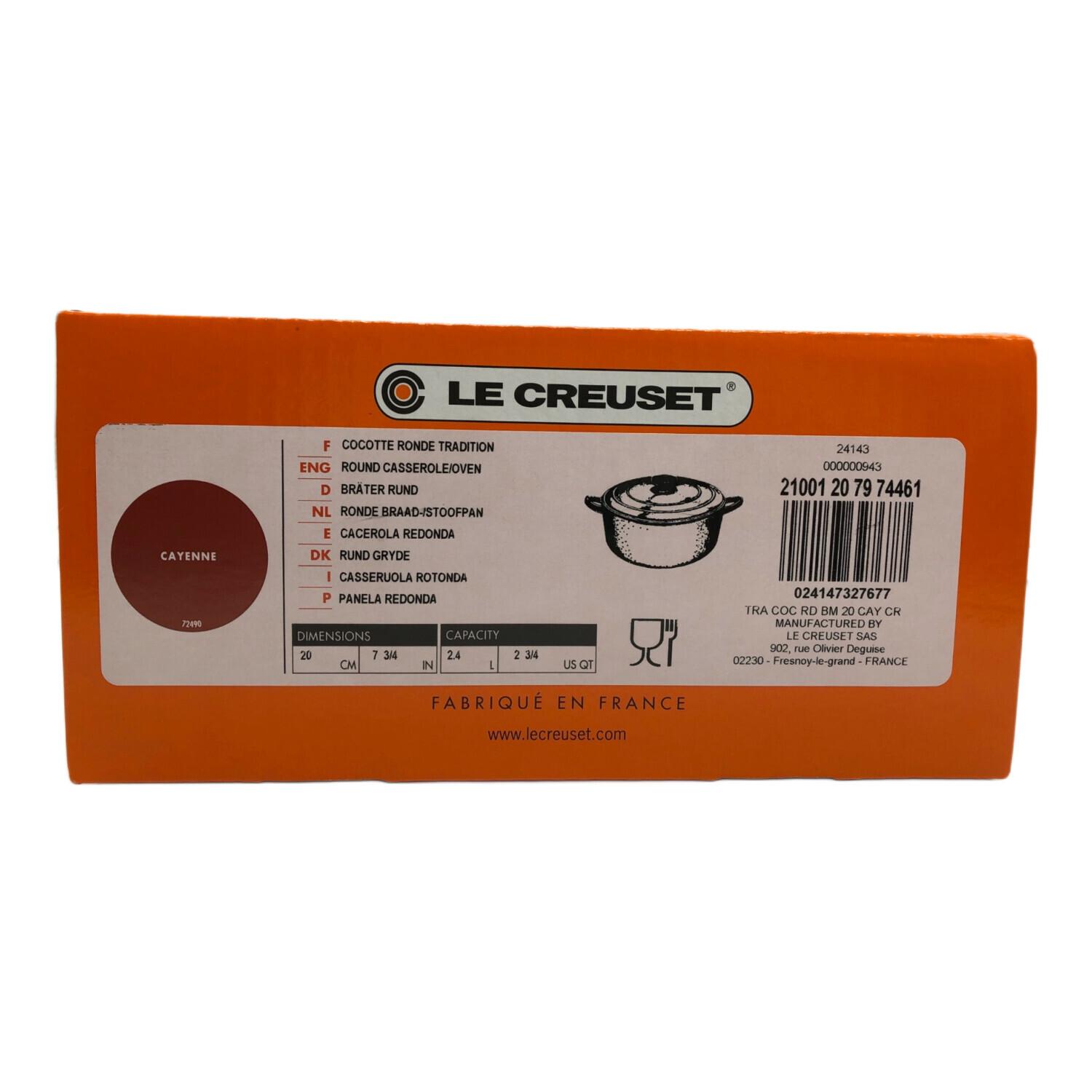 LE CREUSET (ルクルーゼ) 両手鍋 20cm カイエン ココット・ロンド