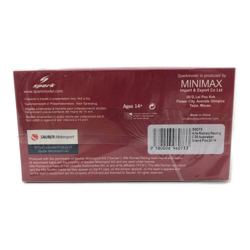SPARK (スパーク) Alfa Romeo Racing Sauber F1 Team TBC 2019 Alfa Romeo Racing C38 Kimi Raikkonen #7