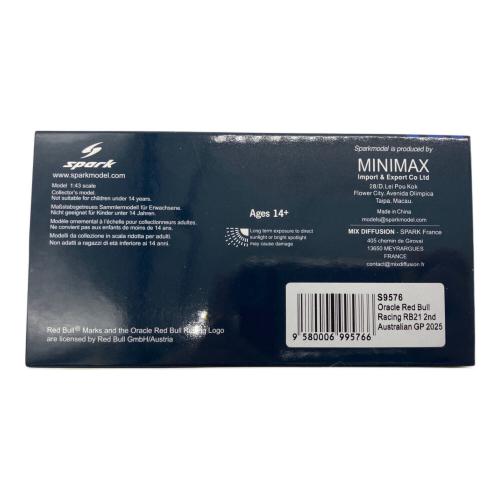 SPARK (スパーク) Oracle Red Bull Racing RB21 2nd Australian GP 2025 モデルカー S9576