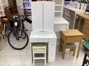 3面ドレッサー ホワイト 176 引き出し付 イス付